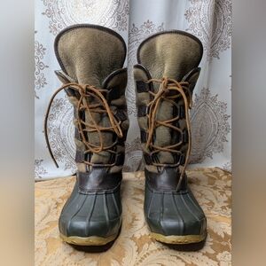 Tory Burch Argyll Jackson Brown Fur Lined Suede Lace Up Duck Boots Womens Sz 8